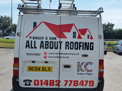 Van Rear Graphics (All About Roofing)