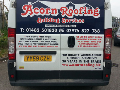 Van Rear Graphics (Acorn Roofing)